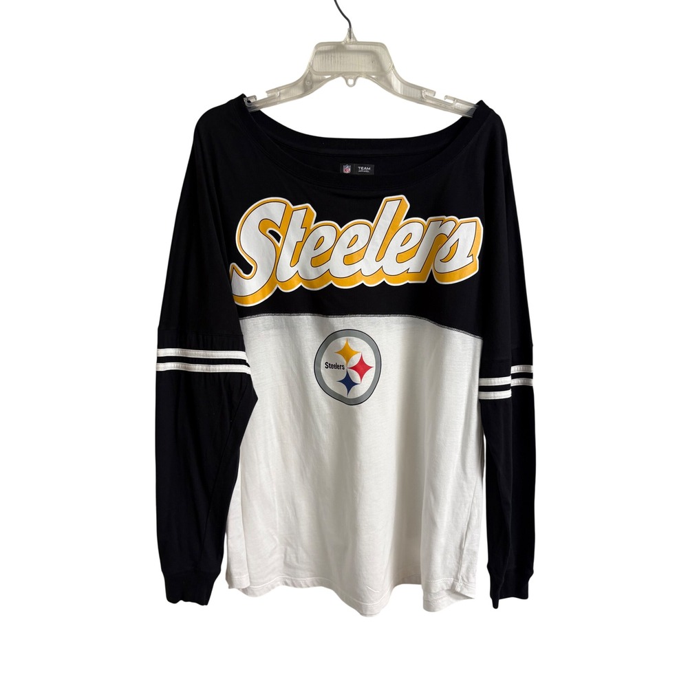 NFL Team Apparel Pittsburgh Steelers Colorblock Long Sleeve Shirt Womens 2XL